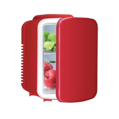 Mini Fridge, 4L/6 Can Portable Cooler & Warmer Freon-Free Small Refrigerator Provide Compact Storage for Skincare, Beverage, Food, Cosmetics, Red - as